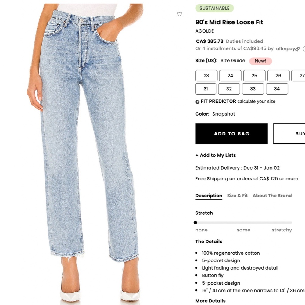 AGOLDE 90s Mid Rise Loose Fit